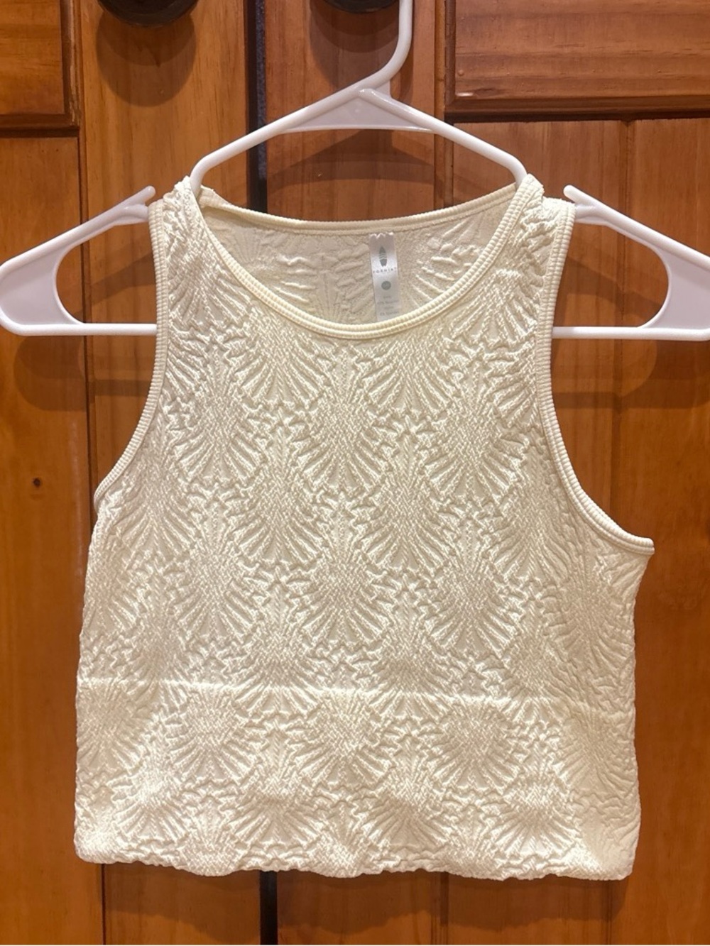 Cream Textured Sleeveless Tank Top